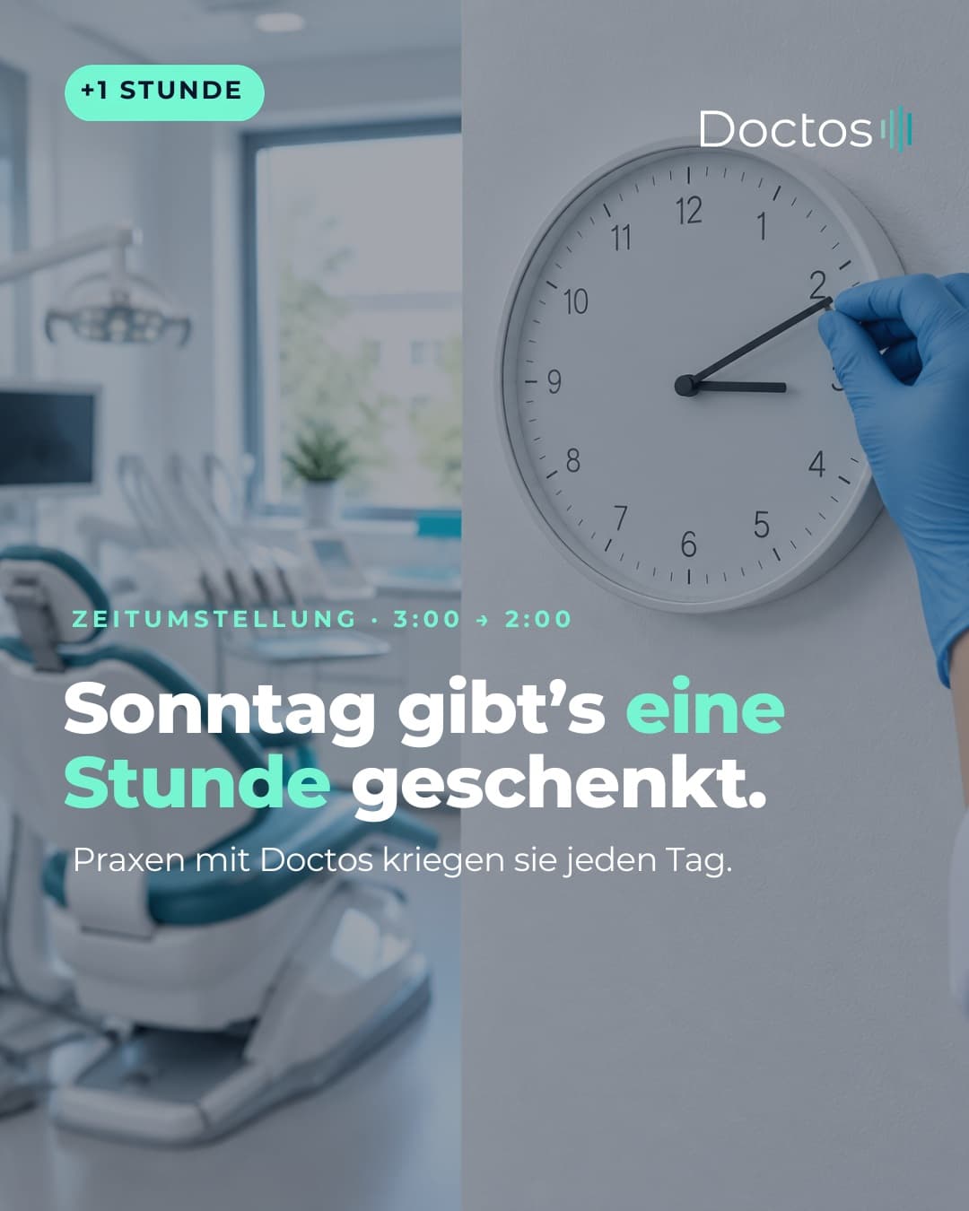 Einmal im Jahr wird die Uhr in der Praxis von Hand zurückgedreht. 🕒

Mit Doctos passiert das jeden…