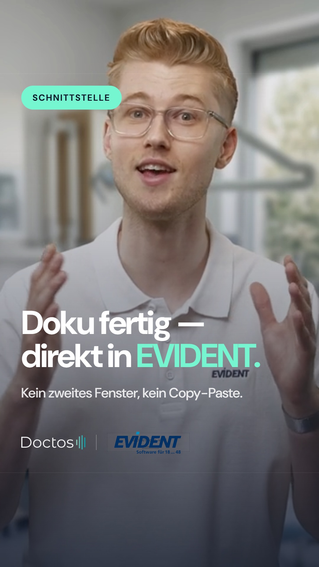 EVIDENT × Doctos

Patient weg, Doku offen — damit ist Schluss. Sie sprechen während der Behandlung,…
